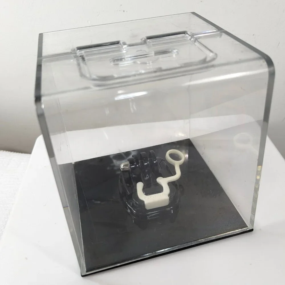 GoPro clear plastic‎ case box cube display retail container black base acrylic - Picture 4 of 11